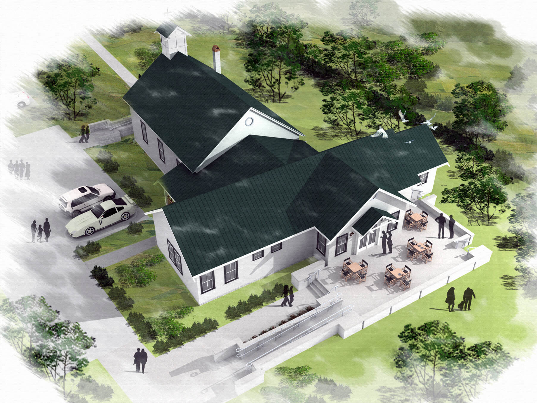 Rendering of Mt. Pisgah Baptist Church remodel. Photo by James Hricko Architect LLC.