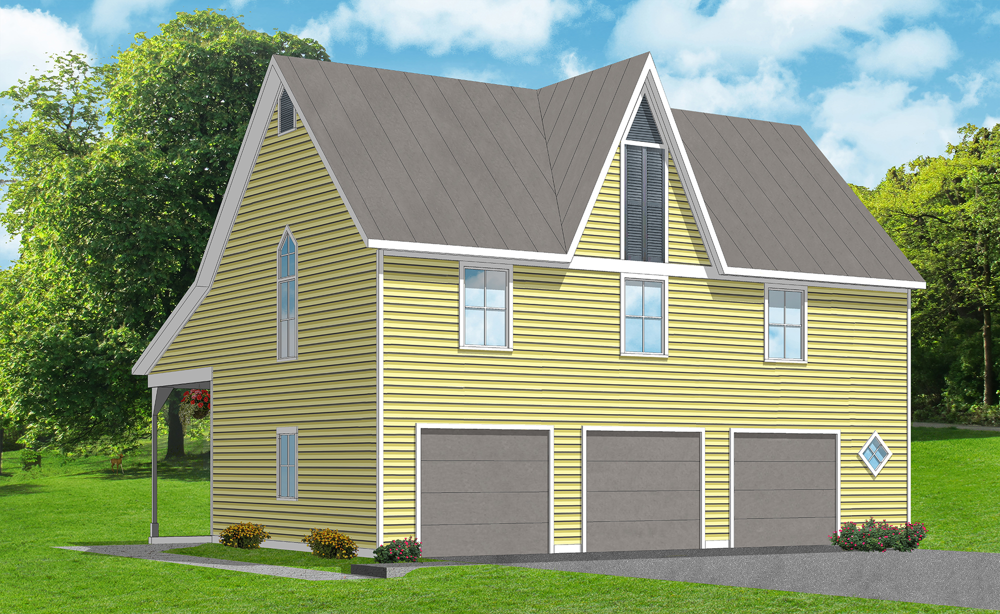 Carriage House Plan: Hillside. Image by James Hricko Architect LLC.