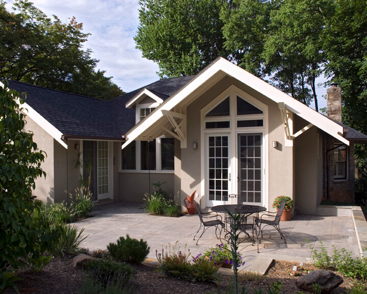 Exterior, rear of the house with the new addition. Sears, Roebuck and Co. Remodel and Cottage. Photo by John Magor for James Hricko Architect LLC.